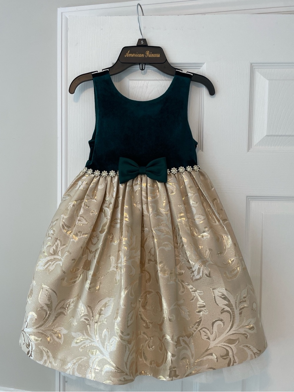 American Princess Teal Velvet Bodice with Gold Brocade Skirt